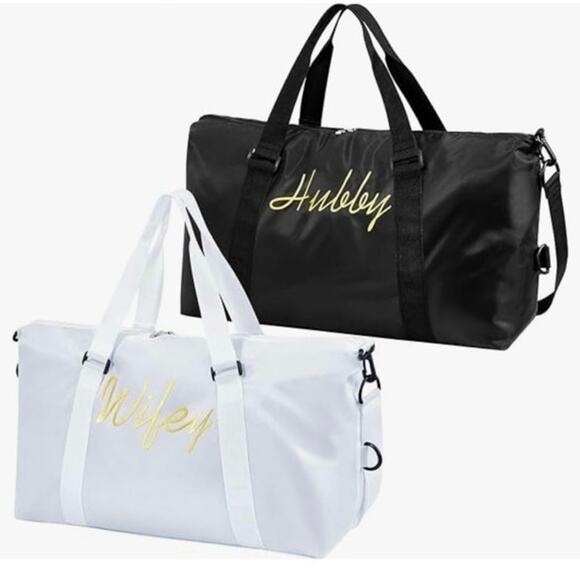 Sanwuta Couple Duffel Travel Bag Wedding Honeymoon Gym/weekender (Wifey Hubby) - Picture 1 of 6